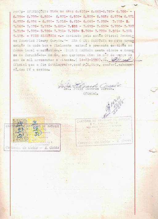 Verso documento de doacao das terra de Ólhos d'Água 0010- Documento de Doação das Terras de Olhos d'Água