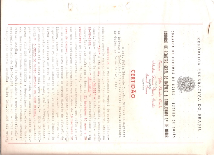 Imagem da peça 0010- Documento de Doação das Terras de Olhos d'Água