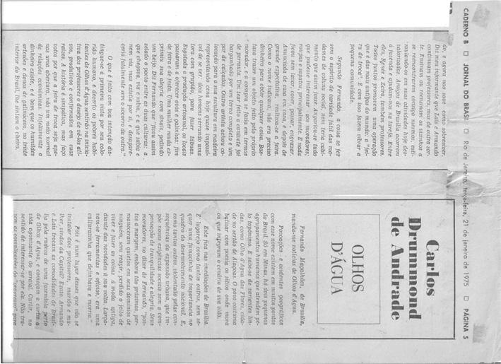 Imagem da peça 0062- Crônica de Drummond sobre Olhos D'Água (recorte)